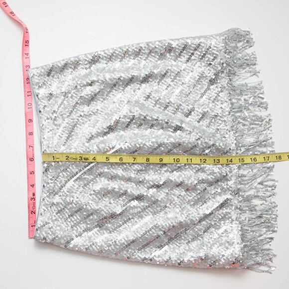 Saylor Persephone Skirt Sequin Fringe Mini Evening Party Silver Size XS - Picture 6 of 6